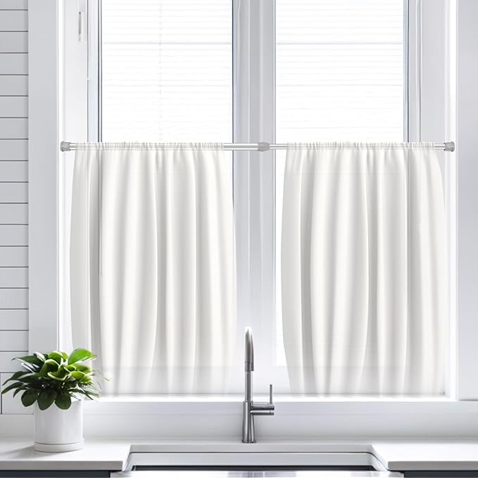 2 Pack Tension Curtain Rod 15.7-28 Inch, Small Short Adjustable Extendable Spring Loaded Rods for Windows Cabinet Blinds Clos