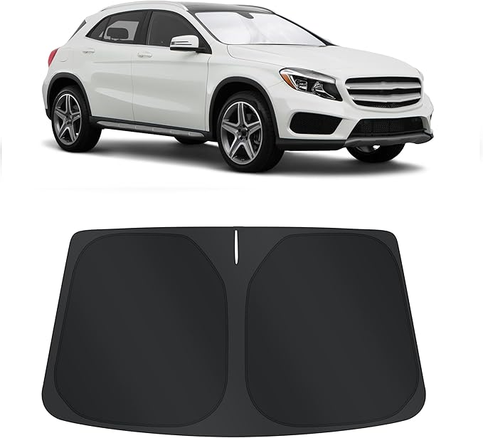 TINGLU Sun Shade for Mercedes Benz GLA 2015-2020 Accessories Windshield Sun Shade Window Shade UV Rays Protection Sun Visor Cover with Steering Wheel Sunshade Storage Bag