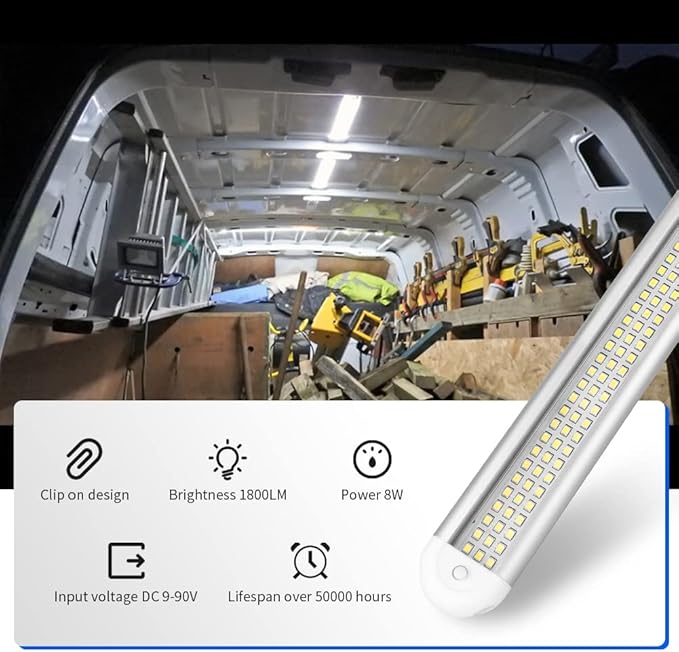 12V LED Interior Light Bar | 120LEDs 1800LM 8W DC 12 Volt led Strip Lights with ON/Off Switch RV Led Lights Interior for Camper Truck Van Boat Trailer Cargo Lights Fixture Motorhome (4Pack)
