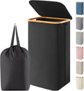 Lifewit 100L Laundry Basket with Lid, Clothes Hampers for Laundry with Bamboo Handles and 1 Removable Bag, Large Foldable Lau