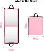LPHUMEX Pink Portable Full Length Mirror for Dance Bag, 33x13 Inch Portable Folding Body Mirror for Camping Wedding Golf Swin
