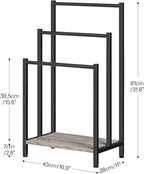 HOOBRO Free Standing Towel Rack, 3 Tier Blanket Rack, Blanket Holder for Bathroom, 16.9" L x 11" W x 31.9" H, Industrial Meta