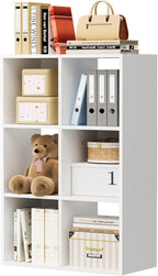 COMHOMA 6 Wood Cube Storage Organizer with Open Back and Removable Back Panels, 11In White Cube Storage Bookshelf, Cubicle Sh