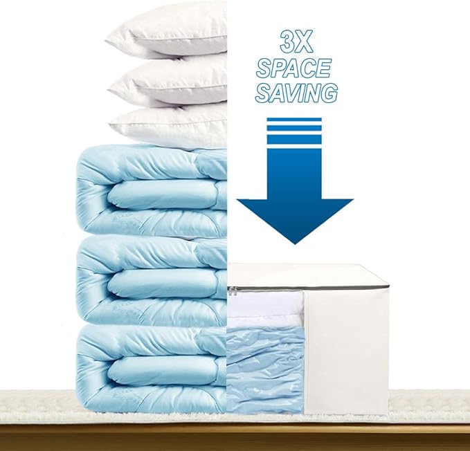 Cube Vacuum Storage Bags, Space Saver Bags, Decorative Totes with Cubic Vacuum Compression Seal Bags for Clothing & Bedding. 