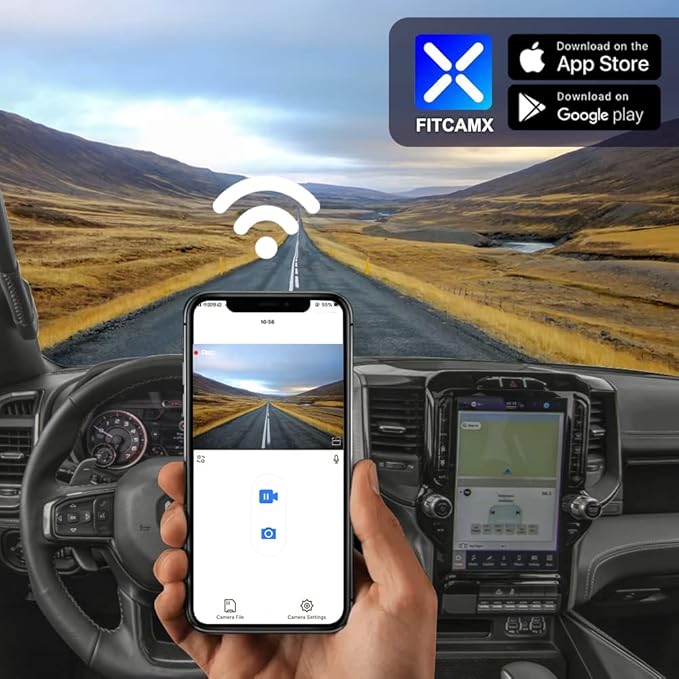 Fitcamx 4K Dash Cam Suitable for RAM 1500 (Model B) 2019-2024 Rebel Big Horn Laramie Tradesman TRX Classic, OEM Look, 2160P U