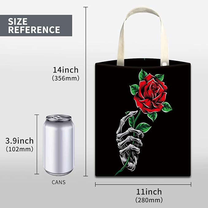 Car Trash Can, Cute Car Trash Bag, Hanging Car Organizer and Storage Bag, Trash Bin for Car Accessories, Vehicle, Travelling, Camping Cool Skull hand and Rose
