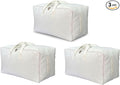 Soft Canvas Clothes Storage Bags with Four Carrying Handles and Clear Window, Closet Organizer for Clothing, Blankets Sheets 