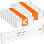 Lifewit 4" Tall 16 Pack Drawer Dividers, 27-42cm/10.5-16.5" Expandable Drawer Divider for Clothes, Adjustable Dresser Drawer 