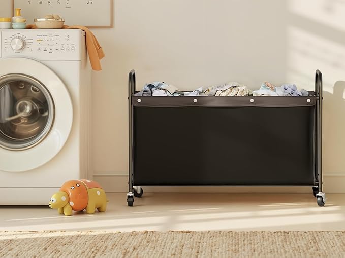 StorageWorks Toy Box with Wheels for Kids, 135L Large Toy Storage Chest and Organizer, 23" Metal Toybox with 360° Swivel Whee