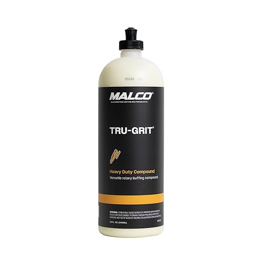 Malco Tru Grit - Heavy Duty Buffing and Polishing Compound for Cars/Automotive Paint Correction and Detailing/Removes 1000-1500 Grit Sand Scratches / 32 Oz. (120032)
