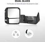 Towing Mirror Compatible with 2022-2025 Tundra with Blind Spot Monitoring Power Adjusted Heated Glass Turn Signal Backup Lamp Manual Telescoping & Folding Pair