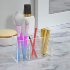 NIUBEE Acrylic Pen Holder 3 Compartments, Clear Pencil Organizer Cup for Countertop Desk Accessory Storage