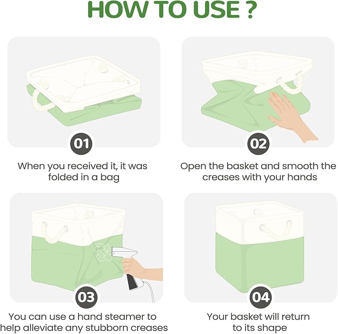 12 x 12 Inch Cube Storage Bins, 4 Pack Fabric Storage Basket with Handles, Foldable Boxes Organizer for Shelf Baskets for Hom