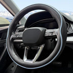 HAOTULE Leather Steering Wheel Cover， with Anti-Slip Stripe Design - Enhanced Grip, Fashion Style, Safe, Non-Slip, Breathable