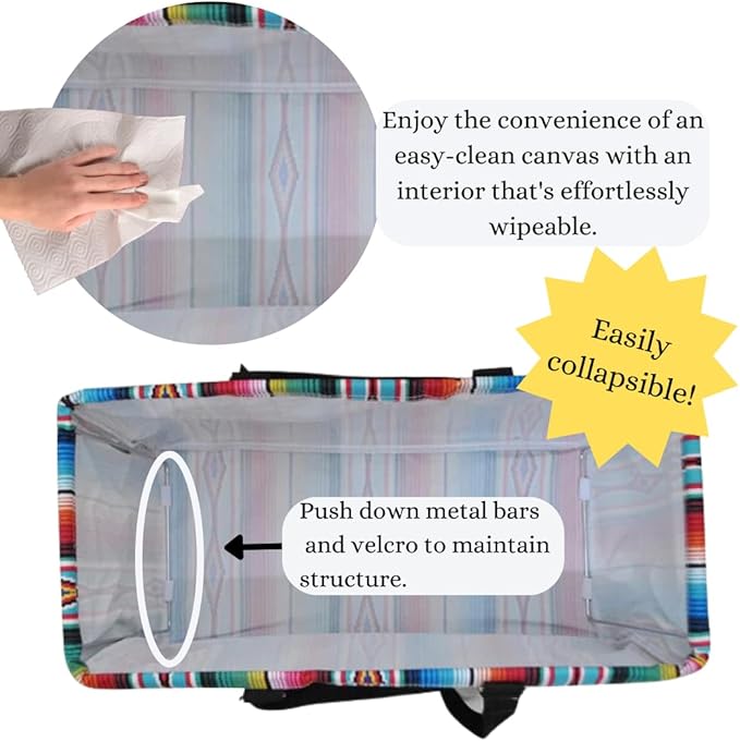 NGIL Extra Large Utility Tote Reusable Grocery Bag Oversized Collapsible for Groceries, Storage, Picnic, Beach (Zarape-black)