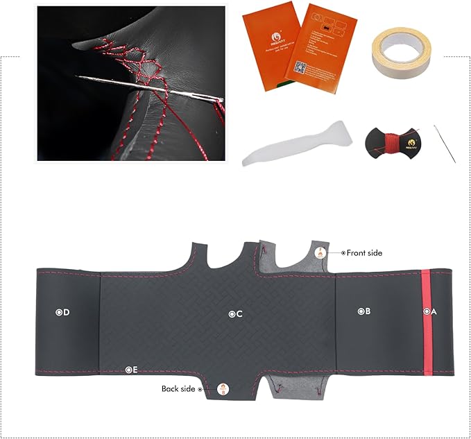 MEWANT DIY Stitching Steering Wheel Cover Wrap for Tesla Model 3 Highland 2023-2025/Model Y 2025 Highland for Tesla Model 3/Model Y Accessories