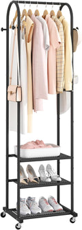 Kaitiemoo Heavy Duty Clothing Rack with Wheels,Modern Garment Rack with 3 Metal Shelves, 71.8Inches Display Rack for Hanging 