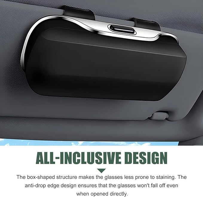 Sunglass Holder for Car Visor, Multi-Functional Auto Sun Visor Eyeglass Holder, Shockproof Dustproof Sunglasses Protective Storage Case, Universal for Vehicle, Sedan, Truck