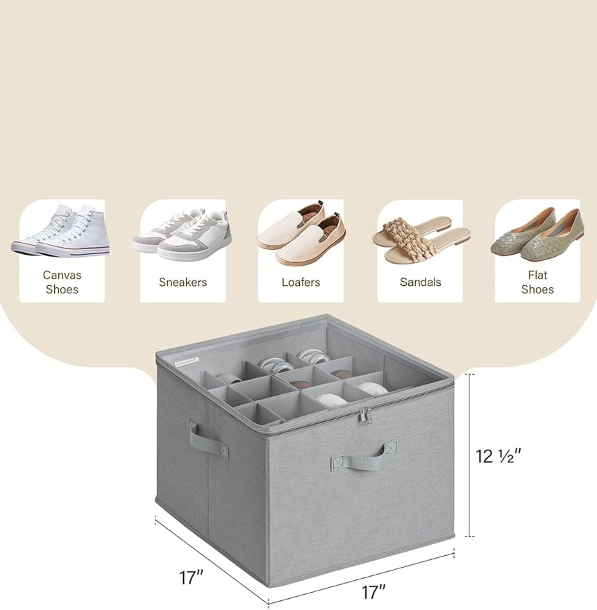 StorageWorks Under Bed Storage with Lid with Shoe Organizer for Closet
