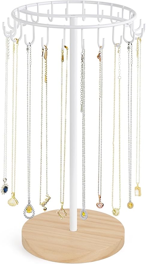 Mkono Necklace Holder Metal Jewelry Display Stand Necklace Organizer with 22 Hooks for Storage and Hanging Bracelet Keychain 