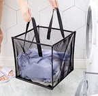 Pop Up Laundry Baskets - Mesh Collapsible Laundry Hampers Storage with Handle - Foldable for Washing Storage, Great for The K