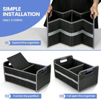 Car Trunk Organizer for SUV, Car Storage Organizer Reinforced Handles, Collapsible Multi-Compartment Foldable and Waterproof