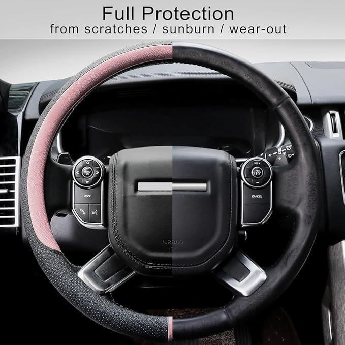 COFIT Breathable Car Steering Wheel Cover 16 inch Auto Universal Leather Wrap Non-Slip Steeringwheel Protector Automotive Int