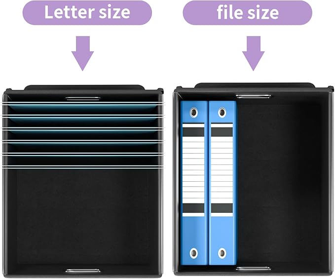 Huolewa File Organizer Box with Lid, Collapsible File Folder Organizer for Office Document Storage, Filing Box with Plastic S