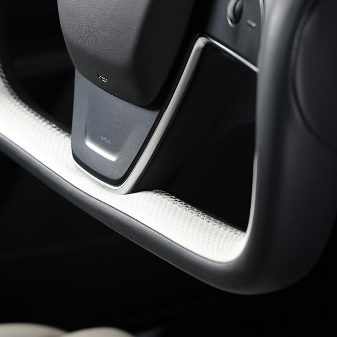MEWANT Hand Stitched Tesla Model S Yoke Steering Wheel Cover Wrap for Tesla Model S 2021-2023 / Model X 2021-2023 Tesla Yoke Steering Wheel Accessories(3D Style)