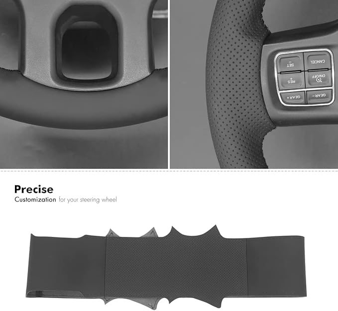 MEWANT Steering Wheel Covers for Dodge RAM 1500/1500 Classic / 2500/3500 / 5500 Hand-Stitched Genuine Leather ram Steering Wheel Wrap