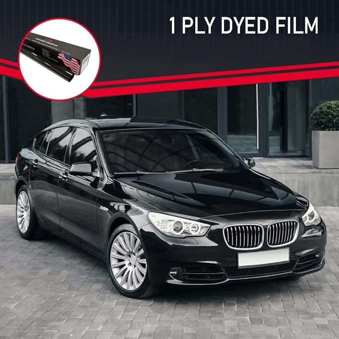 United Universal Black 1Ply Window Tint Film - 20" x100', 20% VLT Dyed PET Film, Deep Black Shade, 99% UV Block, Privacy & Interior Protection Film for Car, Truck, SUV, Home – Heat & Glare Control
