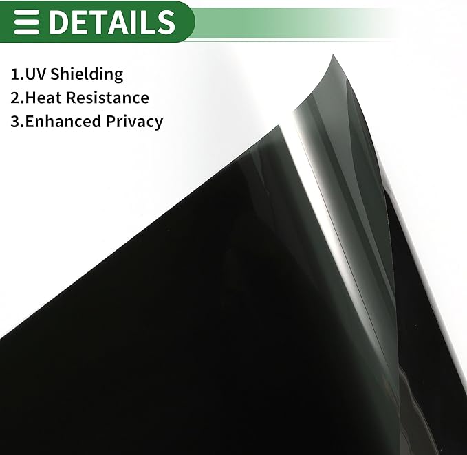 Motoforti Nano Ceramic Car Window Tint Film VLT 14% IRR 61% UVR 95% Chrome Black 14.76 ft x 35.43 Inch Privacy Film 2mil PET 1 Pc
