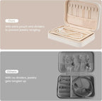 Lolalet Travel Jewelry Case for Women Girls, Travel Jewelry Organizer Box with Mirror & Clear Storage Bag, Small Portable Ear