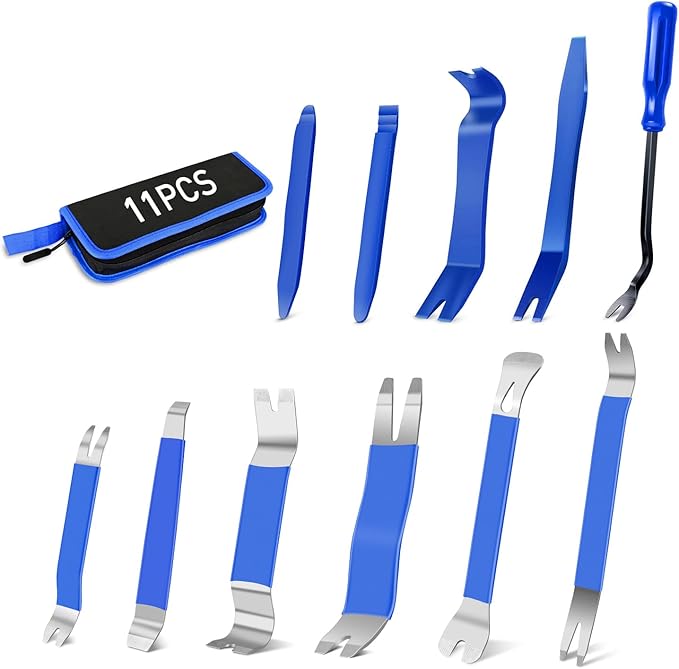 GOOACC 11PCS Trim Removal Tool Kit, Metal & Nylon Pry Tools Set for Car Door Panel, Dashboard, Audio, Clips, Fastener Remover