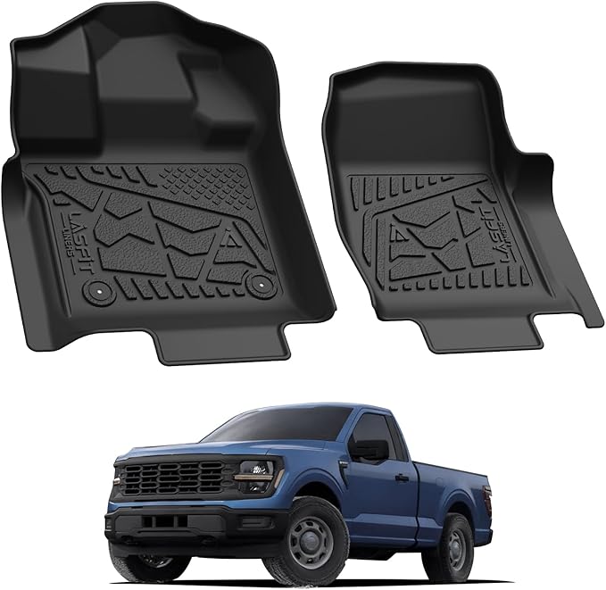 LASFIT Floor Mats for 2015-2026 Ford F-150 Regular Cab Bucket-Seat Carpet Floor, Ford F150 Standard Cab All Weather Portector TPE Waterproof Truck Liners-1st Row Black