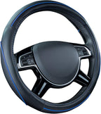 Car Pass Colour Piping Leather Universal Fit Steering Wheel Cover,Perfectly fit for 14.5-15 inches Suvs, Vans, Trucks, Sedans