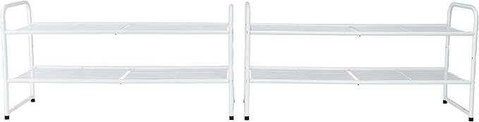 SUFAUY 2 Pack 2-Tier 33" Wide Shoe Rack, Shoe Shelf Storage Organizer for Entryway, Extra Large Capacity, Bedroom Footwear Or