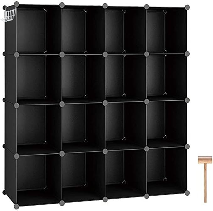 C&AHOME Cube Storage Organizer, 16-Cube Shelves Units, Plastic Storage Cubes, DIY Closet Organizer, Modular Closet Storage Sh