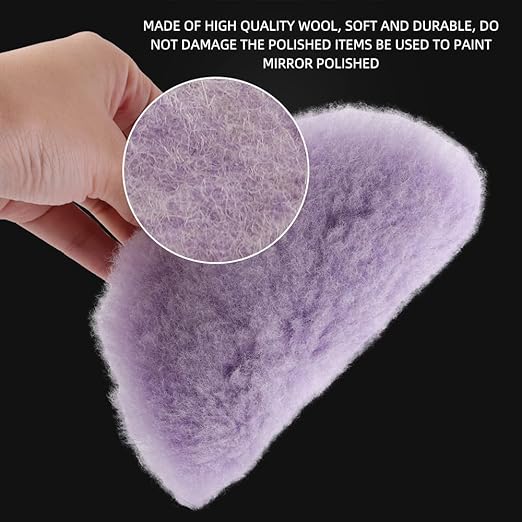SPTA 2Pcs 6Inch (150mm) Wool Cutting Pad Set, Purple Wool Buffing and Polishing Pad for Heavy Cut, Car Polisher