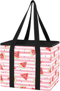 Watermelon Reusable Grocery Bags Large Shopping Tote Bag with Reinforced Bottom Board, Water Resistant Foldable Storage Bags 