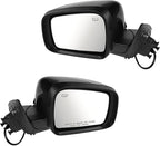 TRQ 2 Piece Driver and Passenger Side Mirror Assembly Set Electric Adjustment Heated No Memory Black Compatible with 2011-201
