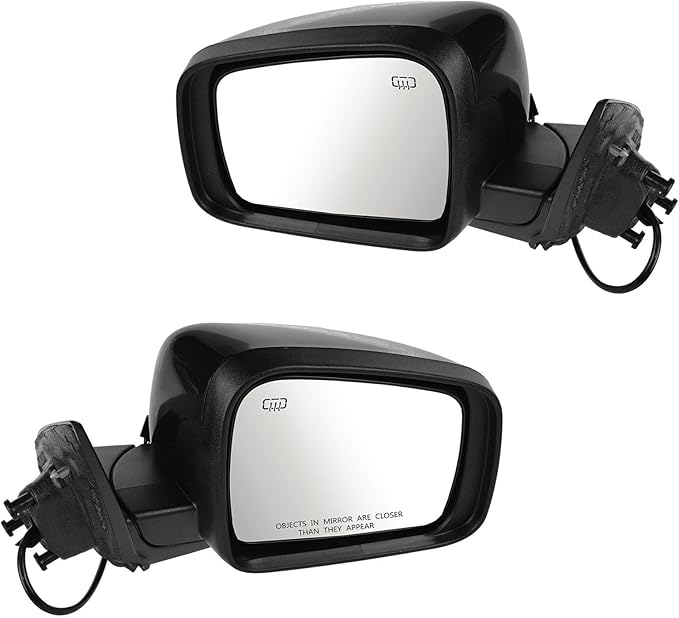 TRQ 2 Piece Driver and Passenger Side Mirror Assembly Set Electric Adjustment Heated No Memory Black Compatible with 2011-201