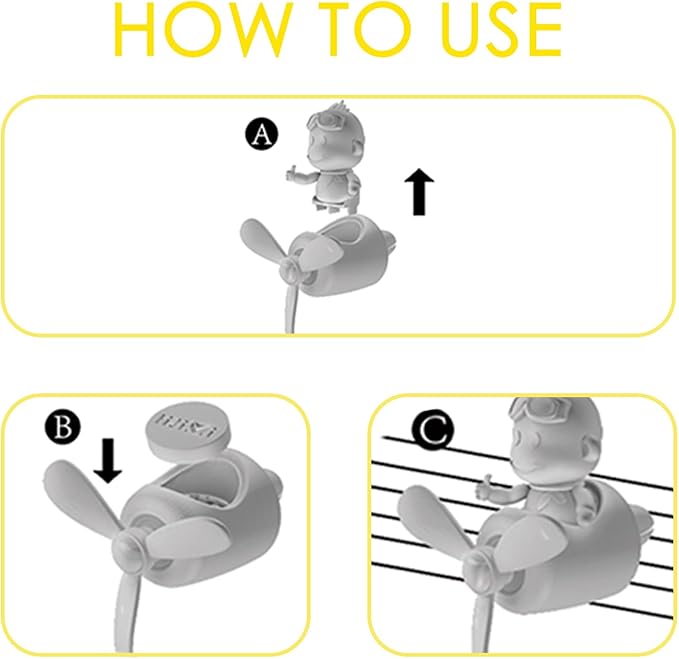 Pilot Monkey Cute Car Diffuser - Rotating Propeller Cartoon Automotive Air Outlet Fan Creative Car Perfume Decoration - Autom