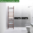 Blanket Ladder, Decorative Bamboo Rack Stand for Quilt and Towel Display, 65 Inch for Living Room and Bathroom