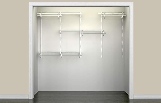 ClosetMaid ShelfTrack Wire Closet Organizer System, Adjustable from 5 to 8 Ft., with Shelves, Clothes Rods, Hardware, Durable