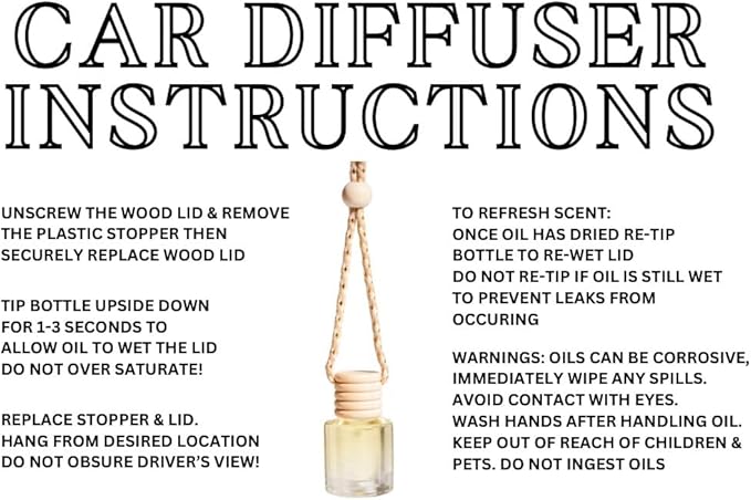 Bamboo and Coconut Hanging Car Air Freshener – Long Lasting Essential Oil Diffuser for Car, Closet, Bathroom – 2-Pack Natural