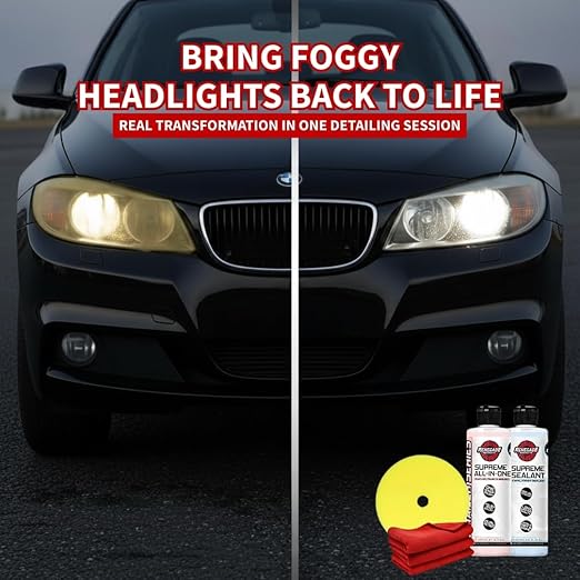 Renegade Products Headlight Restoration Kit – Fix Foggy Headlights with All-in-One Cleaner, Sealant, Pad & Towels – Revives C