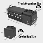 LIBZAKI Oversize 4 in 1 Car Trunk Storage Organizer, Multi Compartment Collapsible Trunk Storage Box with Cooler Bag for Car