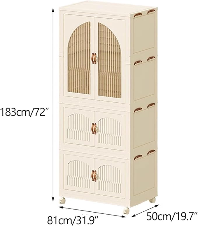Heavy Duty Clothes Rack - Portable Foldable Wardrobe with Hanging Space on Wheels for Bedroom, Dorm, or Laundry Room Use, 81x
