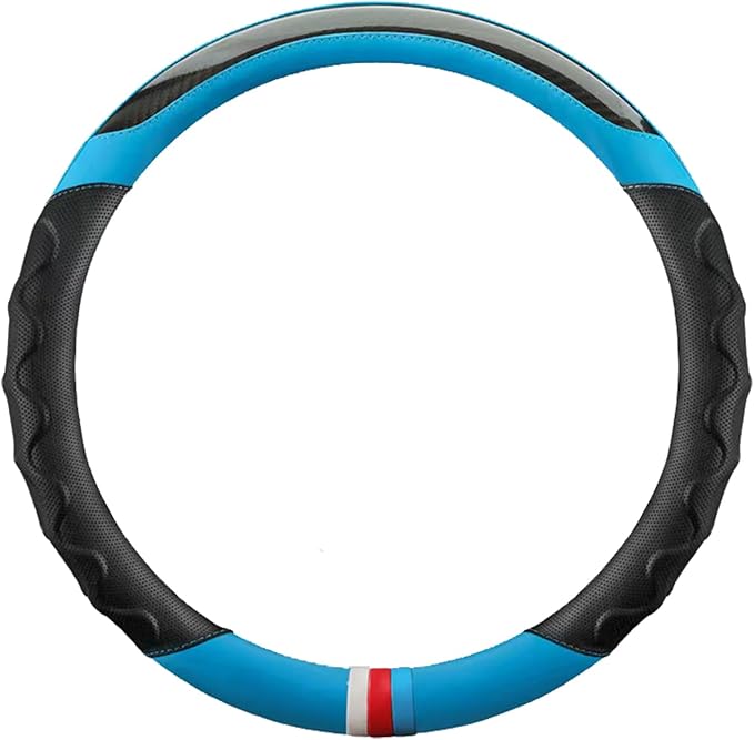 13 Inch Golf Cart Steering Wheel Cover, Anti Slip Breathable Leather Steering Wheel Cover, Comfortable Grip Feeling for EZGO TXT & RXV (Blue)